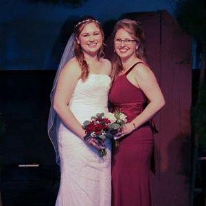 Wine David's Bridal Floor Length Bridesmaid Dress